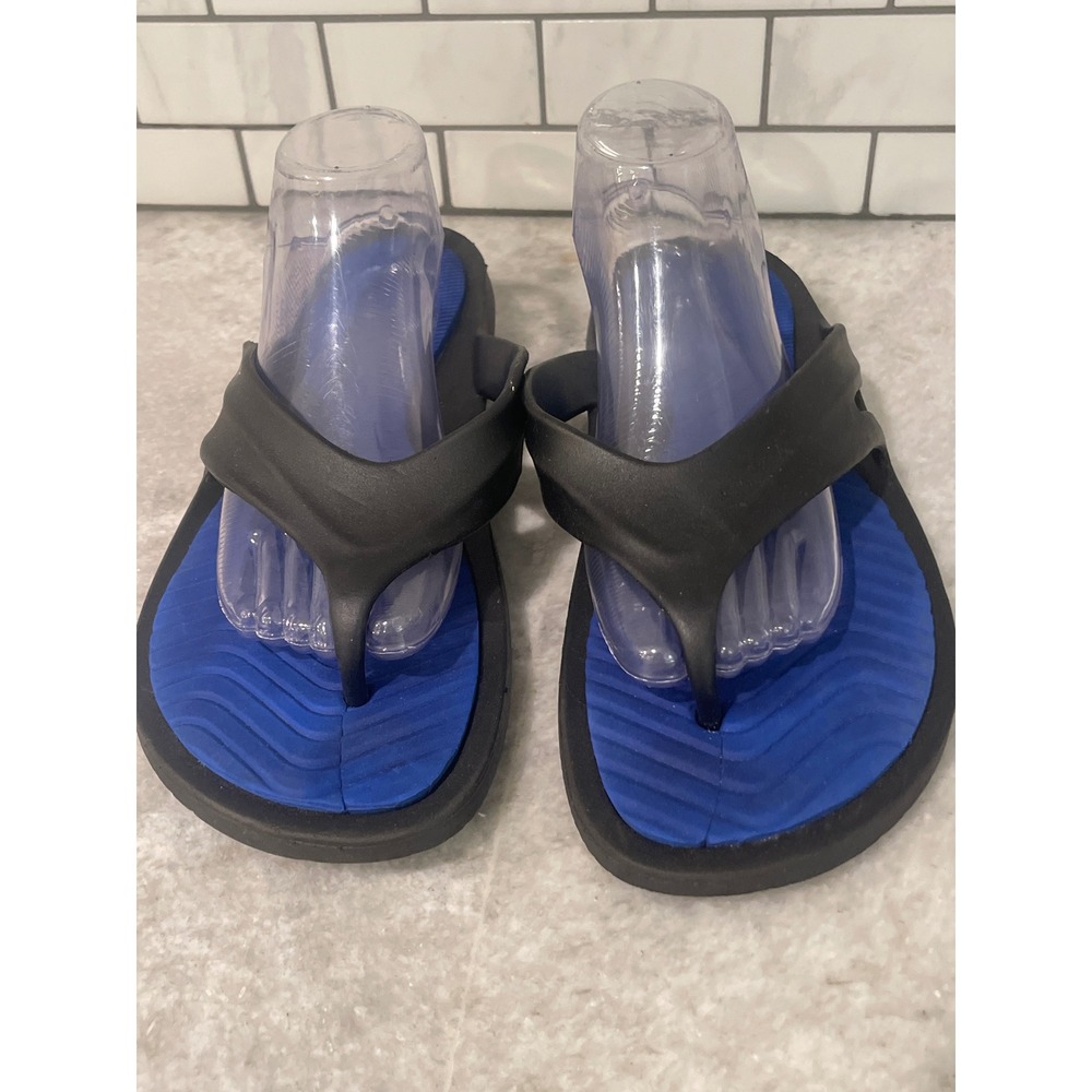 Chaps Flip Flops Mens 13 Blue Black Thong Sandals Rubber Beach Summer Wear